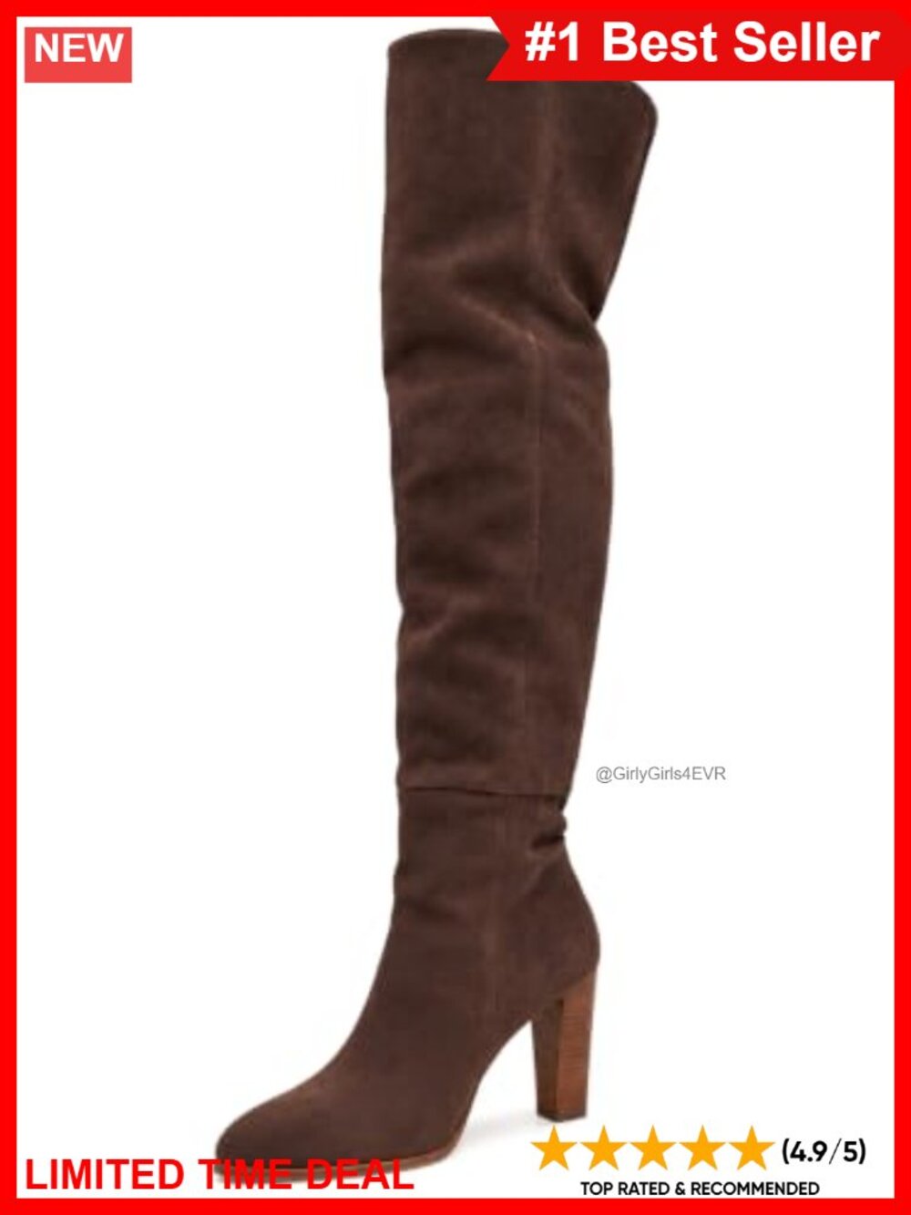 Faux Suede Over the Knee Boots Chunky Block Heel Zip Dress Boots